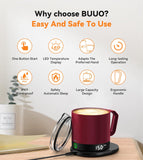 Heated Coffee Mug Rechargeable - Temperature Control Self Heating Coffee Mug 14oz with Lid, Double Sided & Real-Time LED Display, Hot up to 150℉, Birthday Gifts for Women and Men(Red)