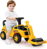 HONEY JOY Ride On Road Roller, Ride On Push Car for Toddlers, Adjustable Arm, Sound, Under-Seat Storage, Outdoor Ride on Construction Vehicle for Kids, No Power Ride On Toy for Boys Girls, Yellow