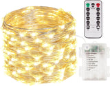 4 Pack 100 LED Fairy Lights Battery Operated with Remote, 33FT Waterproof Twinkle Lights with Timer & 8 Modes, Fairy String Light Outdoor Indoor for Bedroom Classroom DIY Christmas Decor (Warm White)