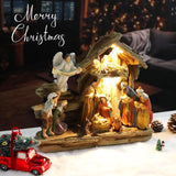 Yinns 9.8 Inch Christmas Nativity Sets, Light Up Nativity Scene Indoor, Manger Nativity Scene Figures Set Holy Family Christmas Tabletop Decotation
