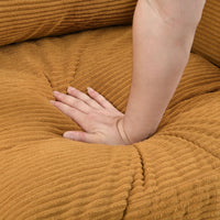 Modern Upholstered 3 Seat Sofa, High Resilience, Orange Corduroy, 74 Inches