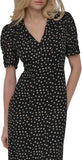 DKNY Women's Short Sleeve Button Front Fit & Flare Midi Dress