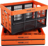 VEVOR 45L Collapsible Storage Bins with Lids 3 Packs, Stackable Utility Crates with Handles, Large Folding Containers for Organizing Tools, Snacks, Books, Food, Drinks, Camping & Transport