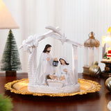 Alupssuc Nativity Set for Christmas Indoor Nativity Scene Decoration, Sculpted Hand Painted Nativity Figurines Scene with Manger, Nativity Figures Sets for Indoor Tabletop Decorations, White