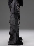 Retro Distressed Denim Jeans With Pearl And Metal Hardware Work Pants