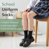 HONGTEYA 6 Pairs Girls White Ruffle Socks School Uniform Dress Socks for Kids Seamless Crew Ankle Cotton Size 2-14 Years