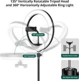 ATUMTEK 10" Ring Light with 55" Tripod Stand, Dimmable LED Selfie Light with Phone Holder & Bluetooth Remote, 3 Color Modes & 10 Brightness Levels for TikTok, Zoom, YouTube, Streaming, Vlogging