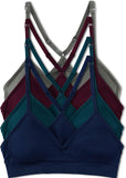 Kalon Women’s 4 Pack Racerback Sports Bralette Seamless Wireless Comfort Bra