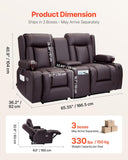 VEVOR Loveseat Recliner Sofa with Massage & Heat, Power Reclining Couch with Console, PU Leather Electric RV Sofa with USB & Outlet/Storage/Cup Holders/Pockets, Home Theater Seating for Living Room