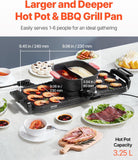 VEVOR Hot Pot with Grill, 2300W 2-in-1 Electric Smokeless Grill and Hot Pot, Removable Shabu-shabu Hotpot with Non-stick Pan, Separate Dual Temperature Control, Indoor Korean BBQ for 1-6 People