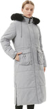 MOERDENG Women's Long Winter Puffer Coat Waterproof Warm Maxi Down Jacket Faux Fur Removable Hood Parka