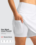 SANTINY 18" Skorts for Women 3 Pockets High Waist Long Athletic Tennis Skirt Golf Skort for Casual Summer Travel