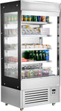VEVOR Open Air Merchandiser, 3-Tier Shelving Commercial Refrigerator, Grab and Go Display Cooler Refrigerator with Air Curtain, 4 Swivel Wheels, LED Light, for Restaurants, Stores, Office, 7.8cu.ft.