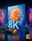 Snowkids 8K HDMI Cable 6.6 ft, Non-Slip Nylon Braided, 48Gbps Ultra High-Speed HDMI Cables Cord, 10K 8K@60Hz, 4K@120Hz Compatible for TV/PS-5/X-box/Projector/Sound System & More