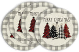 Artoid Mode Waterclor Buffalo Plaid Christmas Trees Placemats Set of 4, 12x18 Inch Winter Table Mats for Outdoor Home Party Kitchen Dining Decor