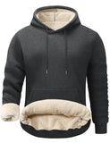 Flygo Men's Casual Fleece Sherpa Lined Hoodie Winter Warm Pullover Hooded Sweatshirt(Black-XL)