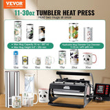 VEVOR Tumbler Heat Press Machine, 11-30oz Mug Press, Heat Up Fast and Even, Tumbler Press with Sublimation Paper, Tape and Gloves, Temp and Time Setting, for Sublimation Tumblers, Cups, Mugs, Black