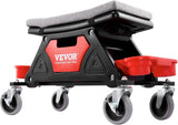 VEVOR Mechanic Stool 300 LBS Capacity Garage Stool Gift for Men, Heavy Duty Rolling Mechanics Seat, with Three Slide Out Tool Trays and Drawer, Tools for Automotive Auto Repair