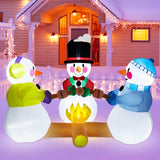 Inflatables Snowman Outdoor Decorations Grilled Meat 7ft Outdoor Inflatable Yard Decorations Christmas Built-in Led Lights with Tethers, Stakes
