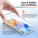 UNBREAKcable 3-Pack Glass for iPhone 15 Pro Screen Protector, Double Shatterproof Tempered Glass [Easy Installation Frame] [9H Hardness] [Full Coverage] [HD Clear] for iPhone 15Pro 6.1 inch