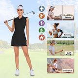 WOWENY Tennis Dress Polo Buttons Golf Dresses with Built in Shorts and Pockets Ruffle Sleeveless Athletic Workout Dress