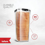 Tafura Bread Container - 2 Pack 5 Liter BPA Free Plastic Bread Box - Container/Holder for Homemade Loaves and Baked Goods with Black Airtight Lid