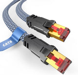 Snowkids Cat 8 Ethernet Cable 15 FT, Strong Signal, High Speed 40Gbps 2000Mhz, Network Cord with RJ45 Internet Connector for TV/Printer/Computer/Modem/Router/ps-3/4/5, Braided Flat LAN Cable 15FT Grey