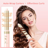 Hair Dryer Brush 8-in-1 Dual Voltage Hot Air Styler – Fast-Drying 110,000 RPM Ionic Blow Dryer with Straightener & Curler Attachments, Frizz-Free Volumizing Styler with Protective Hard Case-Pink