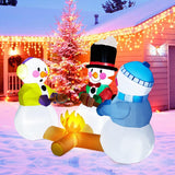 Inflatables Snowman Outdoor Decorations Grilled Meat 7ft Outdoor Inflatable Yard Decorations Christmas Built-in Led Lights with Tethers, Stakes