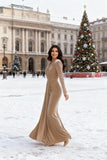 Long Sleeve Velvet Formal Dresses with Tie Long V Neck Mermaid Empire Waist Evening Prom Gowns
