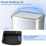 Goplus 13 Gallon/ 50L Touchless Trash Can, Rectangular Motion Sensor Trash Bin with Soft Close Lid & Deodorizer Compartment, Stainless Steel Automatic Garbage Can for Kitchen, Office