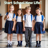 HONGTEYA 6 Pairs Girls White Ruffle Socks School Uniform Dress Socks for Kids Seamless Crew Ankle Cotton Size 2-14 Years