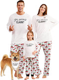 IFFEI Matching Family Pajamas Sets Christmas PJ's Letter Print Top and Plaid Bottom Sleepwear Jammies with Pockets