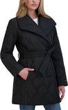 TAHARI womens Hourglass Quilted Wrap Coat