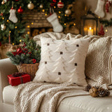 GEEORY Christmas Pillow Covers 18x18 Inch Set of 2, Christmas Decorations Xmas Tree Soft Plush Fluffy Faux Fur Decorative Throw Pillows Rustic Winter Decor Cushion Case Beige Brown GC034-18