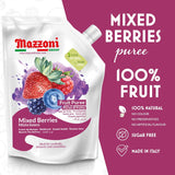 Mazzoni, Forest Berries Puree, 100% Pure Forest Berries, Just Fruit, No Sugar Added, 2.2 lb