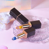 BLUE LOVE Color Changing Flower Lipstick - Hydrating Jelly Lip Balm with Flower, Long-Lasting Moisturizer & Nourishing Lip Gloss (Blue&Gold, 2 Count (Pack of 1))