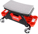 VEVOR Mechanic Stool 300 LBS Capacity Garage Stool Gift for Men, Heavy Duty Rolling Mechanics Seat, with Three Slide Out Tool Trays and Drawer, Tools for Automotive Auto Repair