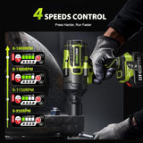 1500 ft-lbs/2000N.m High Torque Impact Wrench, 3/4 To 1/2 Brushless Impact Gun, Cordless 5.0Ah Battery, Fast Charger, Electric Impact Wrench for Heavy-duty Truck RV