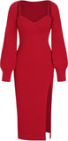 CIDER 2 Piece Sweater Dresses for Women Winter Slit Long Sleeve Womens Midi Dress Pullover Bodycon Wedding Guest Outfits