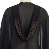 OBEEII Muslim Dress for Women Loose Batwing Sleeved Hooded Beaded Embroidery Long Abaya Dress Kaftan Abayas Islamic Robe