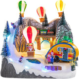 Bdor Christmas Village Lighted Decoration Musical Animated Display Christmas Collectible Santa Battery Operated Resin Indoor Decor