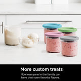 Ninja Creami Pints 4 Pack, Compatible with NC299AMZ & NC300s Series Creami Ice Cream Makers, Genuine Ninja Pint, BPA-Free & Dishwasher Safe, Color Lids, Clear/Grey/Lime/Pink/Aqua, XSKPLD4BCD