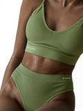 Talmont Seamless Ribbed Bra & Panty Set – Soft, Stretchy Lounge Lingerie with Removable Pads
