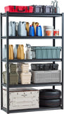 VEVOR Storage Shelving Unit, 5-Tier Adjustable, 2000 lbs Capacity, Heavy Duty Garage Shelves Metal Organizer Utility Rack, Black, 36" L x 18" W x 72" H for Kitchen Pantry Basement Bathroom Laundry