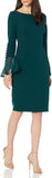 Calvin Klein Womens Long Sleeve Workwear Scuba Crepe Sheath Dress