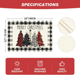Artoid Mode Waterclor Buffalo Plaid Christmas Trees Placemats Set of 4, 12x18 Inch Winter Table Mats for Outdoor Home Party Kitchen Dining Decor
