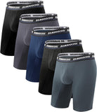 BAMBOO COOL Men's Long Boxer Briefs Performance Long Leg Sports Boxer Brief Underwear MultiPack