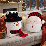 Lanpn Christmas Santa Snowman Throw Pillows Set of 2, Christmas Decoration Winter White Throw Pillows Soft Fleece Cute Throw Cushion for Sofa Bedroom Xmas Decor (19.5x17 inch & 18x14 inch)