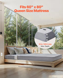 VEVOR Grounding Sheets, Queen Size, 95% Cotton + 5% Pure Silver Fiber, Earth Grounded Fitted Bed Sheets, with Grounding Cord & Tester, for Improved Sleep & Wellness (Gray, Queen - 60 x 80 x 13 in)